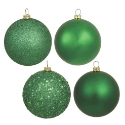 Vickerman Shatterproof 2.4" Green 4-Finish Ball Christmas Ornament, 24 Per Box