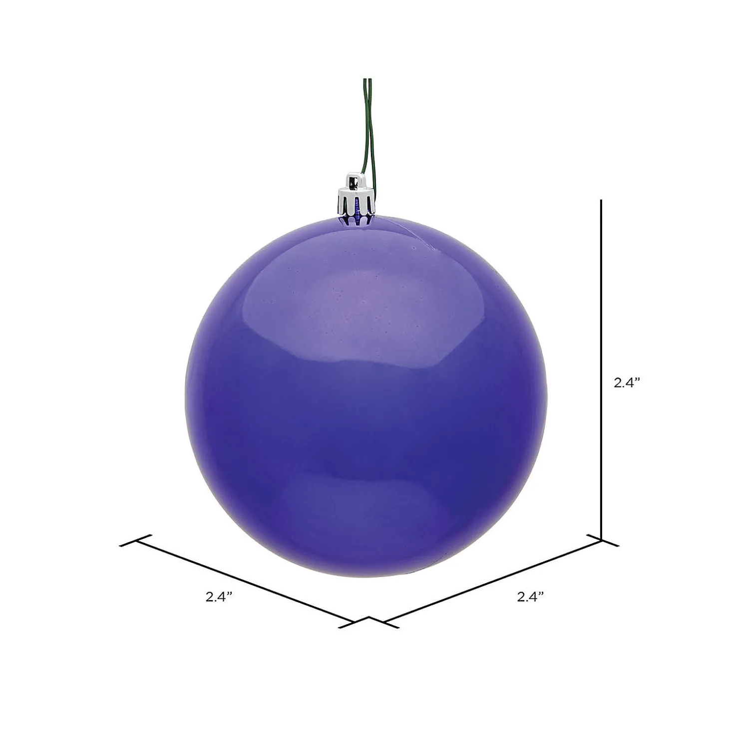Vickerman Shatterproof 2.4" Purple Shiny Ball Christmas Ornament, 24 Per Bag