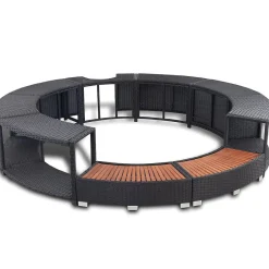 Vidaxl Black Poly Rattan Spa Surround