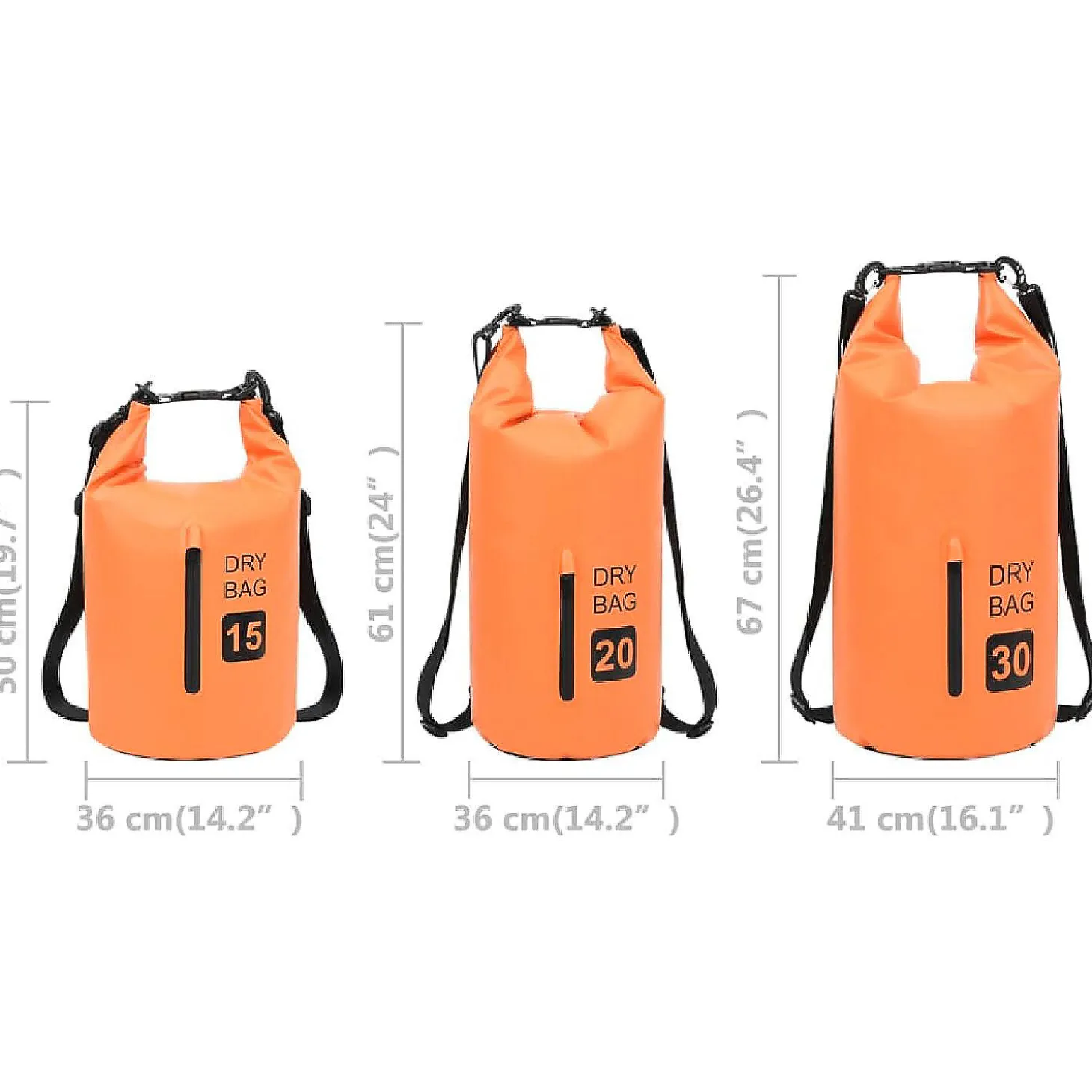 Vidaxl Dry Bag With Zipper Orange 7.9 Gal Pvc