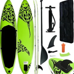 Vidaxl Inflatable Stand Up Paddleboard Set 120.1"X29.9"X5.9" Green