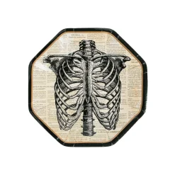 Vintage Halloween Party Skeleton Octagonal Paper Dessert Plates - 8 Ct.