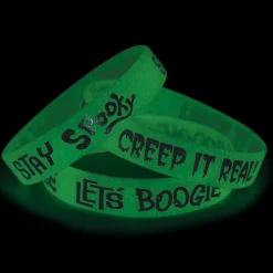 White Glow-In-The-Dark Halloween Rubber Bracelets - 12 Pc.