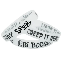 White Glow-In-The-Dark Halloween Rubber Bracelets - 12 Pc.