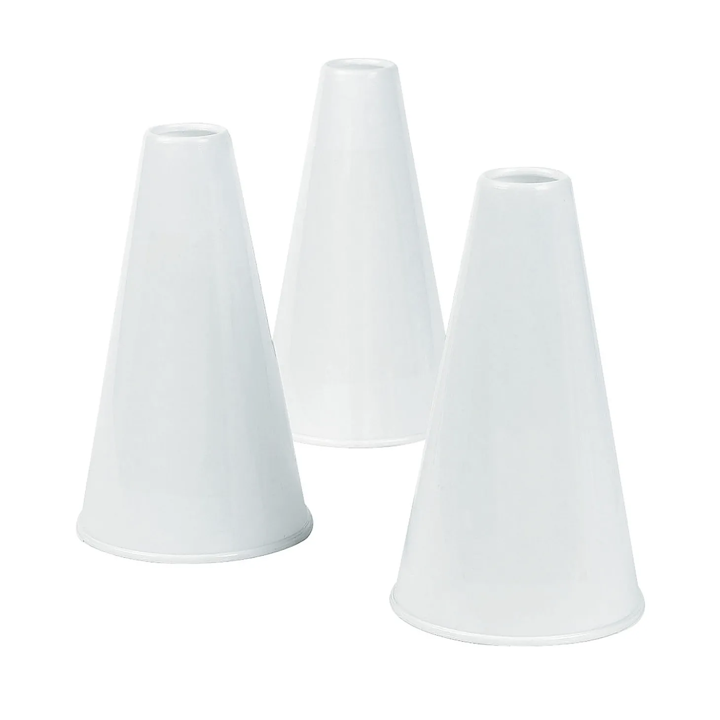 White Plastic Megaphones - 12 Pc.