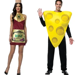 Wine Bottle & Cheese Couples Costumes