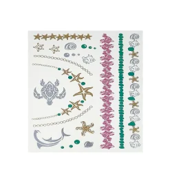 Wrapables® Celebrity Inspired Temporary Tattoos In Metallic Gold Silver And Black (6 Sheets), Large, Marine Animals