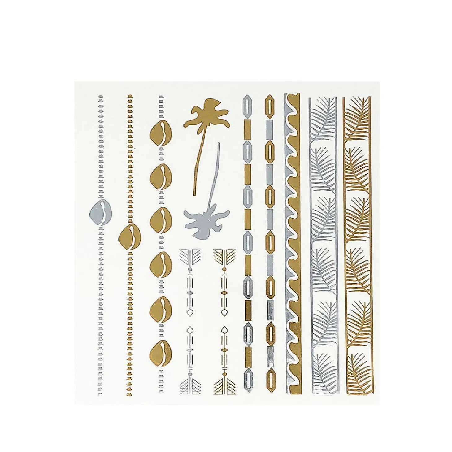 Wrapables® Celebrity Inspired Temporary Tattoos In Metallic Gold Silver And Black (6 Sheets), Large, Marine Animals