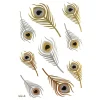 Wrapables Celebrity Inspired Temporary Tattoos In Metallic Gold Silver And Black, Large, Pheasant Feathers