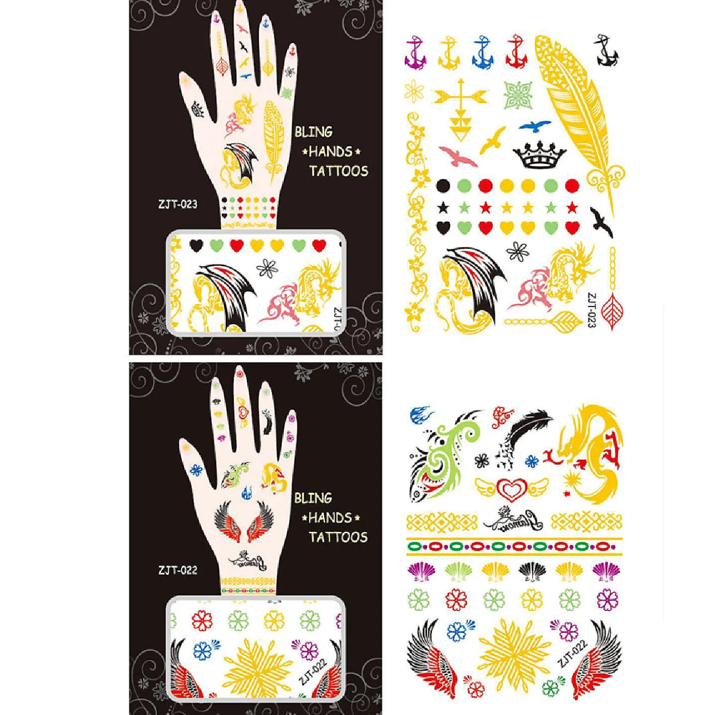 Wrapables Metallic Body Art Hand Tattoos, Majestic