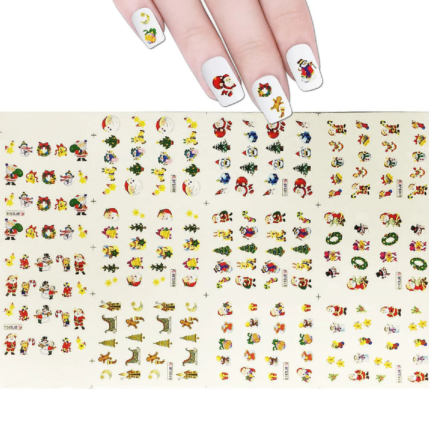 Wrapables Santa & Friends Water Slide Nail Art Decals (11 Sheets/220 Nail Decals)