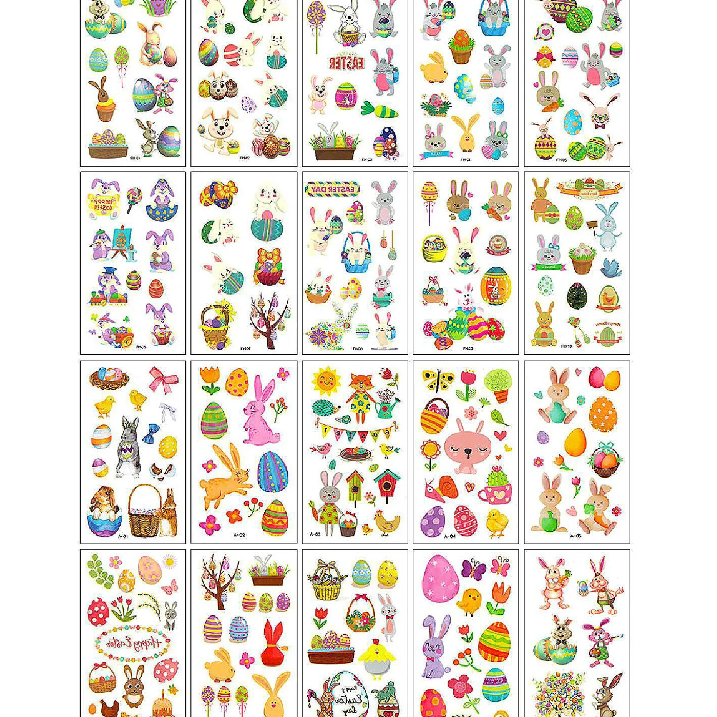 Wrapables Waterproof Temporary Tattoos For Children, 20 Sheets, Easter