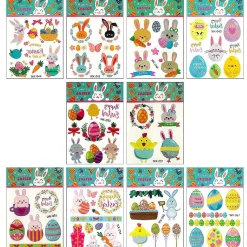 Wrapables Waterproof Temporary Tattoos For Children, 10 Sheets, Easter Eggs